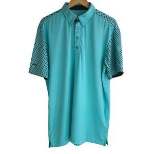 G Mac By Kartel Men's Shirt Size Medium M Blue Short Sleeve Golf Polo Polkadot